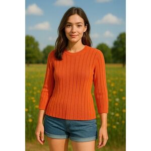 Willow Sweater Women's Small Cotton Ribbed Knit Pullover Minimalist Cozy USA NWT